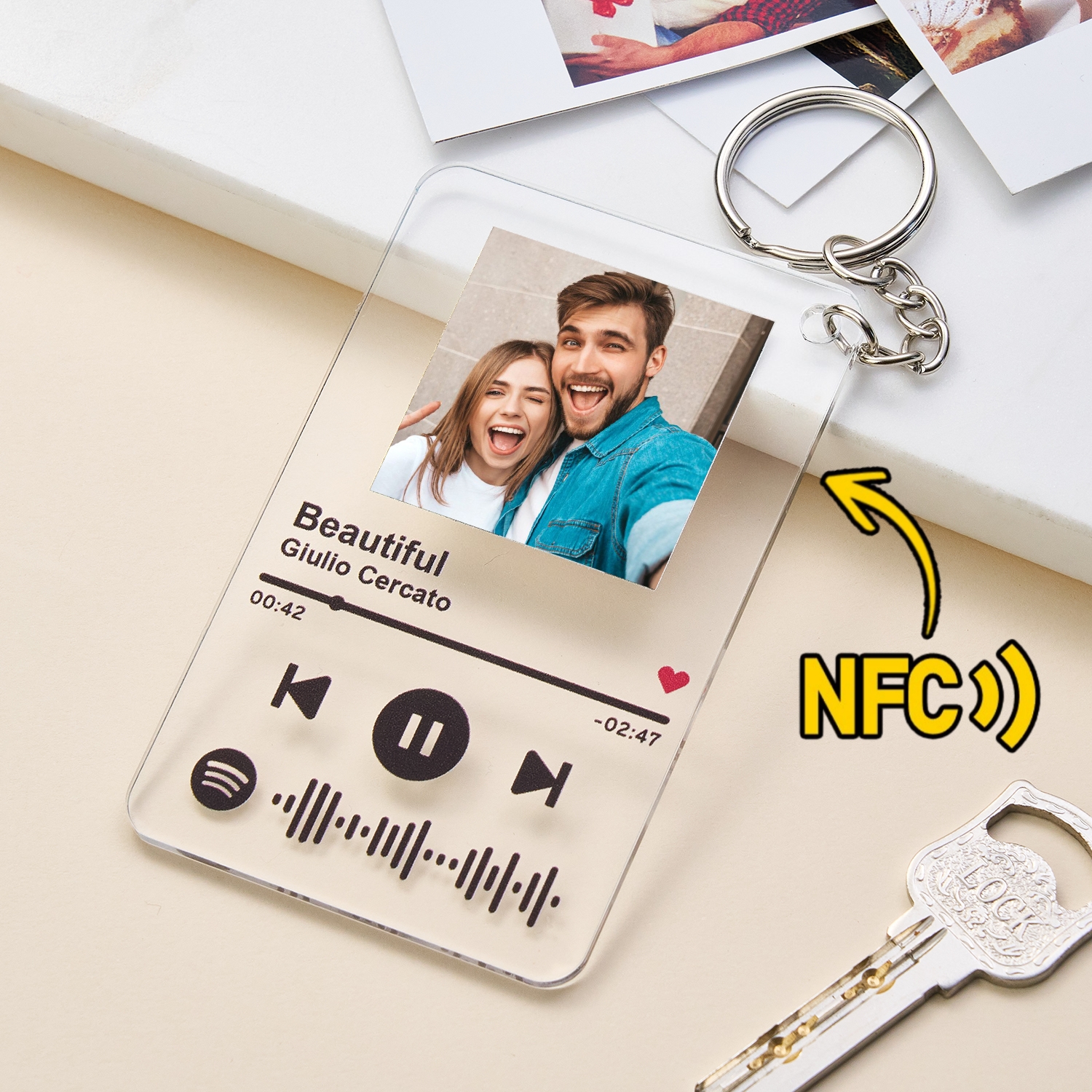 Llavero Con Código De Spotify Escaneable Personalizado, Llavero Nfc Con Foto Y Canción Personalizadas, Llavero Acrílico, Regalo Musical