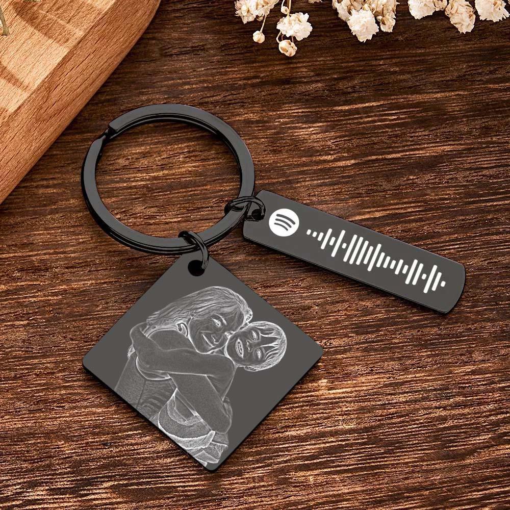 Llavero Con Calendario Personalizado, Día Especial, Foto Significativa, Corazón, Forma Cuadrada, Código Musical, Llavero De Metal, Regalo Para Madre - soufeeles