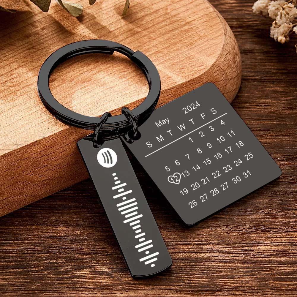 Llavero Con Calendario Personalizado, Día Especial, Foto Significativa, Corazón, Forma Cuadrada, Código Musical, Llavero De Metal, Regalo Para Madre - soufeeles