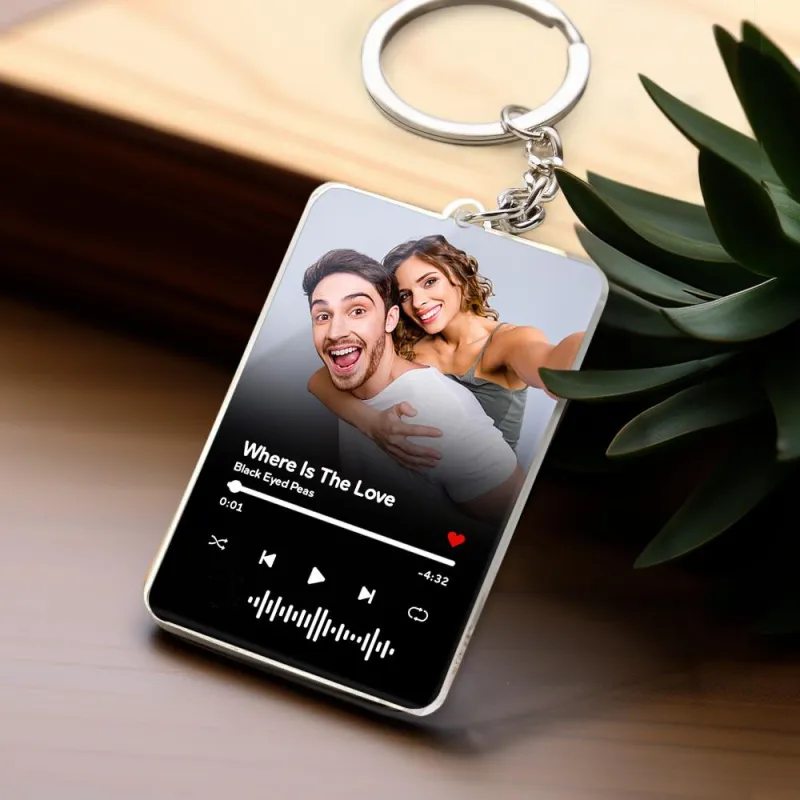 Llavero Con Código De Spotify Escaneable, Llavero Con Foto Acrílica De Música Personalizada, Regalo Del Día De Aniversario Para Pareja - soufeeles