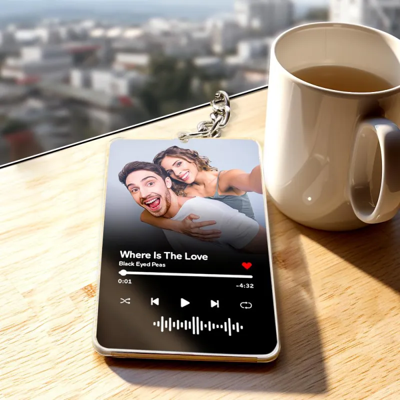 Llavero Con Código De Spotify Escaneable, Llavero Con Foto Acrílica De Música Personalizada, Regalo Del Día De Aniversario Para Pareja - soufeeles