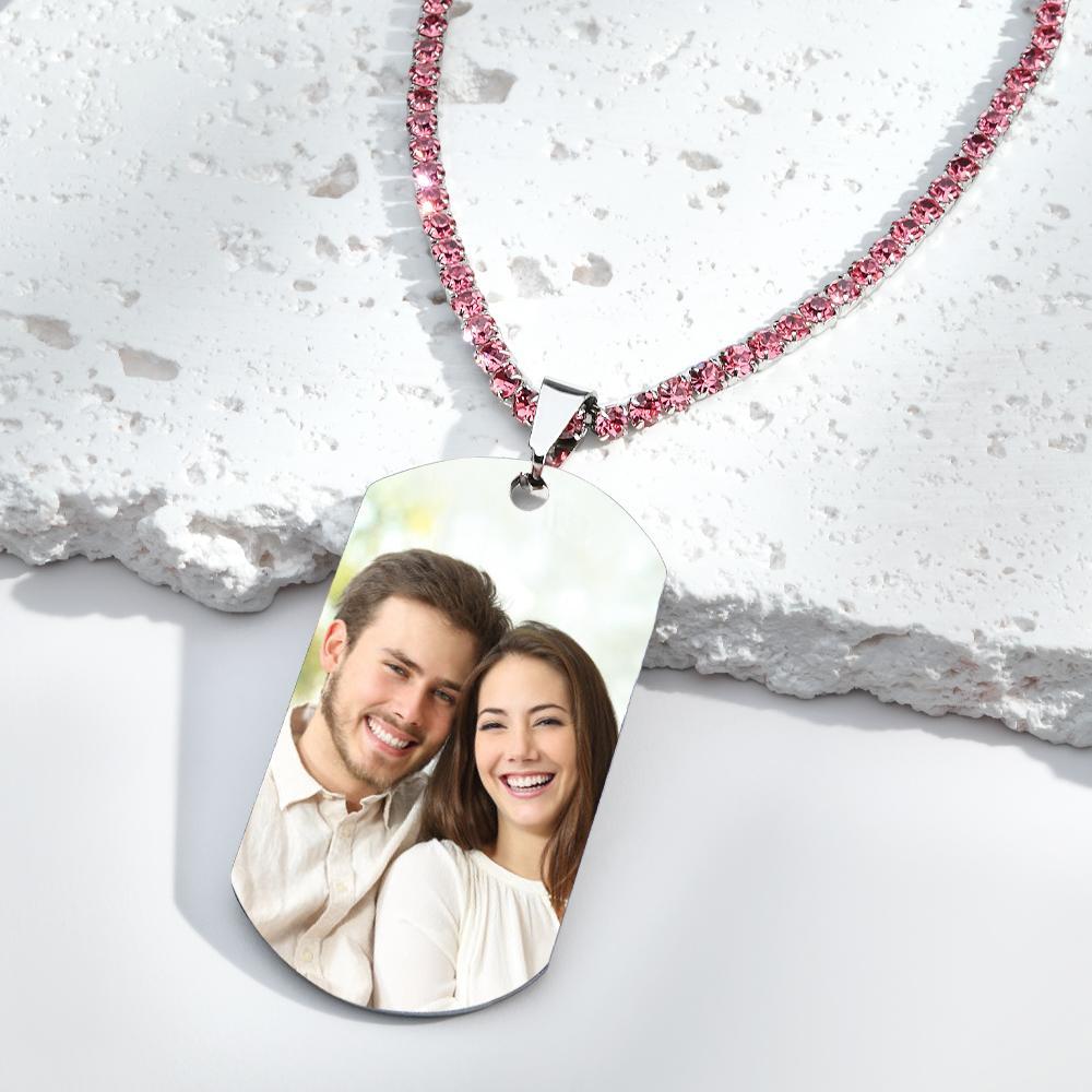 Collar Con Etiqueta Fotográfica Para Hombre Con Cadena De Tenis Grabada Regalos Para Él - soufeeles