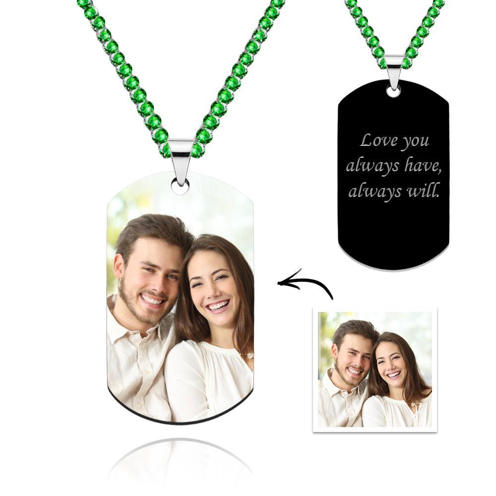 Collar Con Etiqueta Fotográfica Para Hombre Con Cadena De Tenis Grabada Regalos Para Él - soufeeles