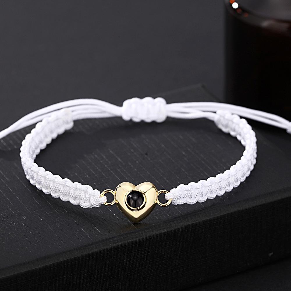 Pulsera De Proyección De Imagen En Forma De Corazón De Cuerda Negra De Moda Simple Personalizada - soufeeles