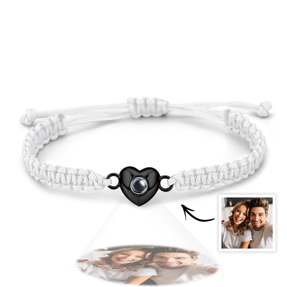 Pulsera De Proyección De Imagen En Forma De Corazón De Cuerda Negra De Moda Simple Personalizada - soufeeles