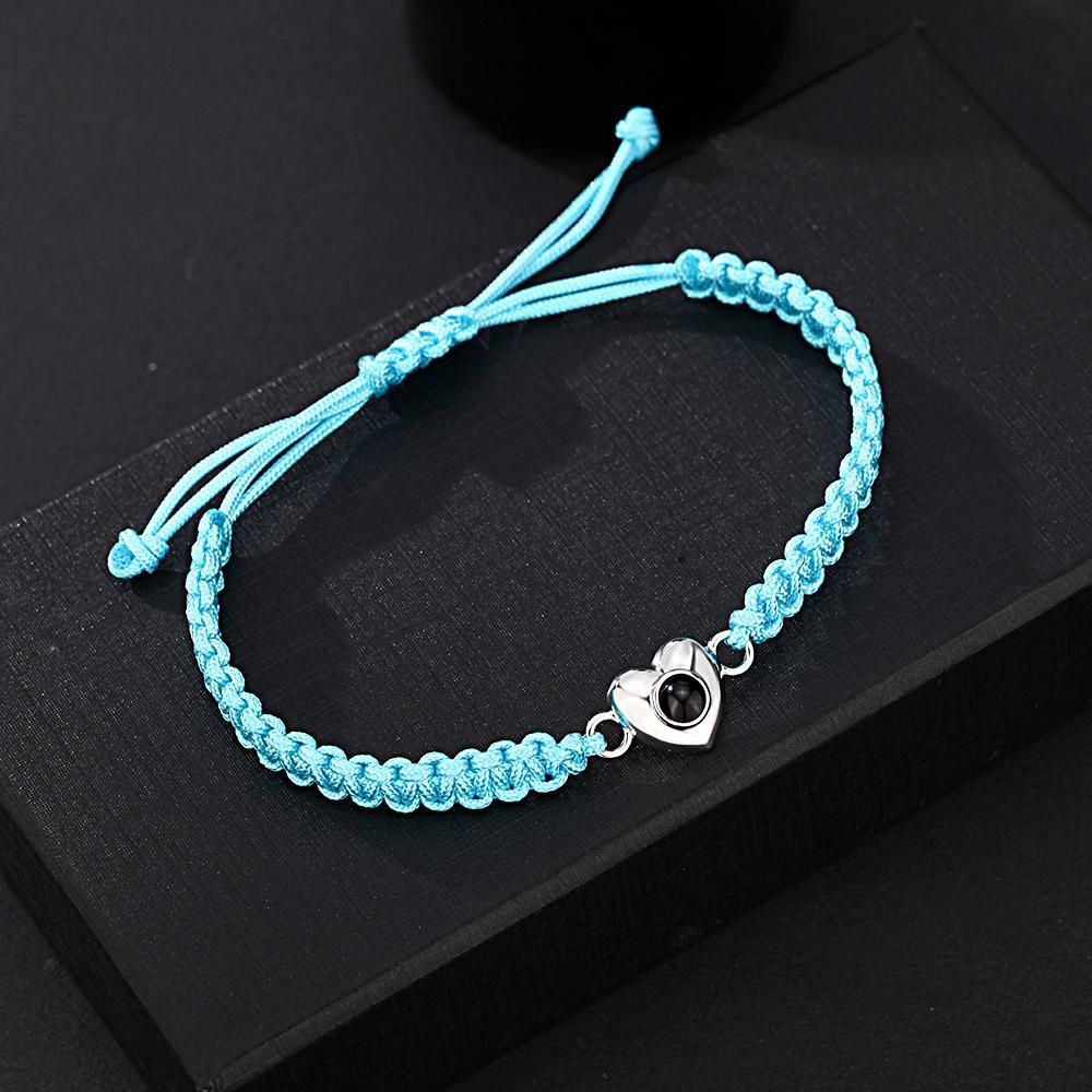 Pulsera De Proyección De Imagen En Forma De Corazón De Cuerda Negra De Moda Simple Personalizada - soufeeles