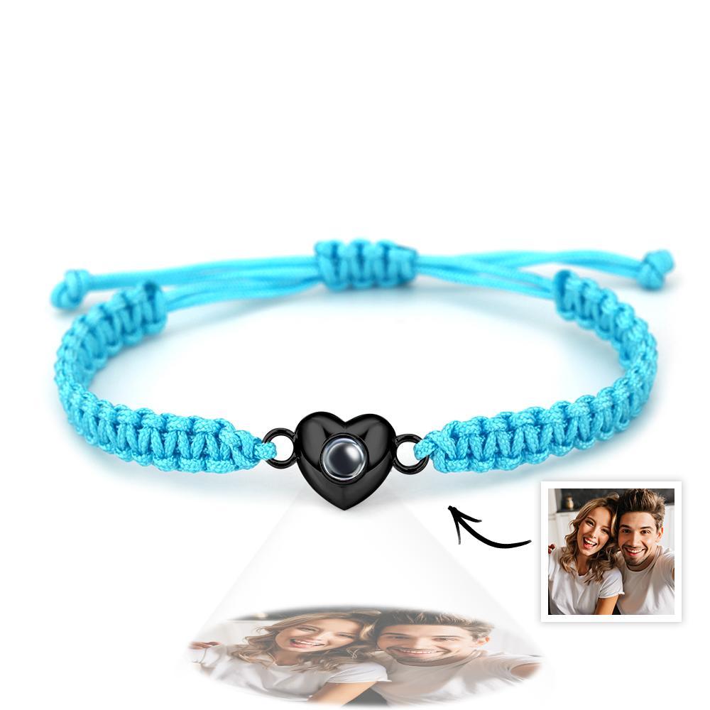 Pulsera De Proyección De Imagen En Forma De Corazón De Cuerda Negra De Moda Simple Personalizada - soufeeles