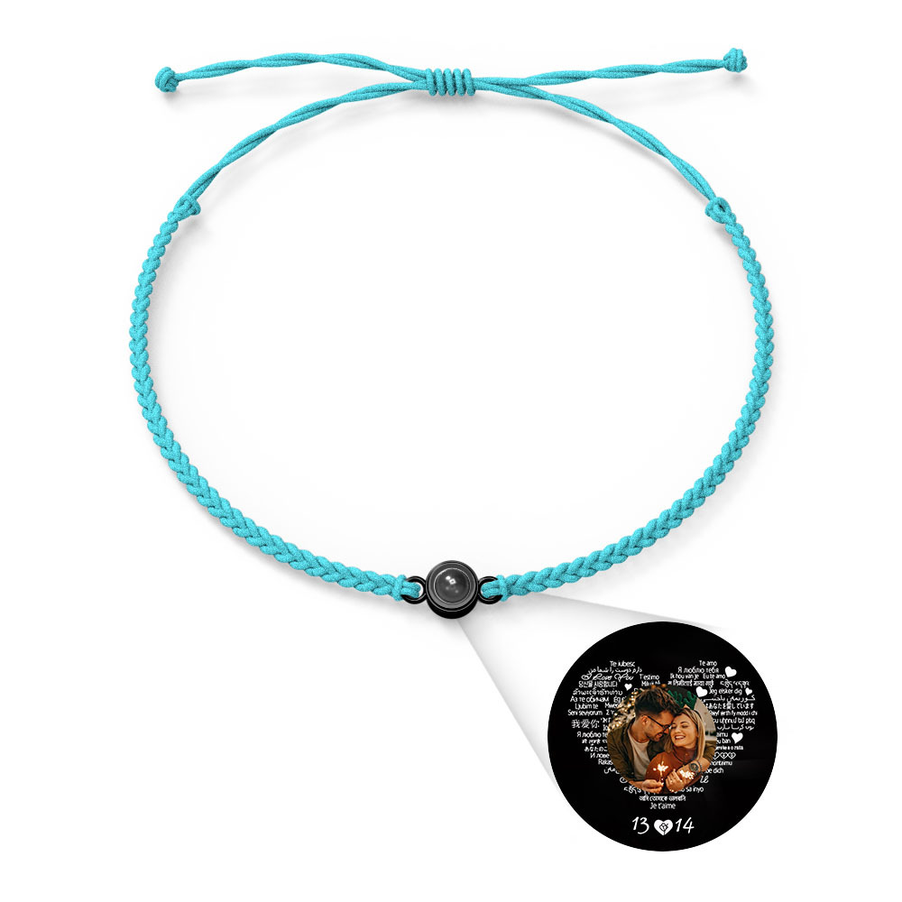 Pulsera Personalizada Con Dijes De Proyección De Fotos Estilos De Múltiples Colores Te Amo En 100 Idiomas Joyería Fotográfica Minimalista Regalo De Cumpleaños Para Ella - soufeeles