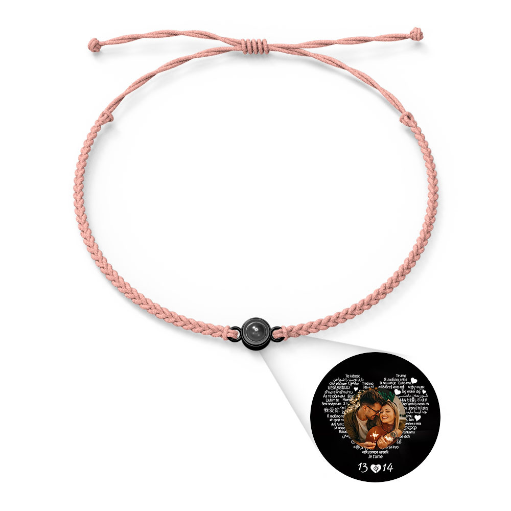 Pulsera Personalizada Con Dijes De Proyección De Fotos Estilos De Múltiples Colores Te Amo En 100 Idiomas Joyería Fotográfica Minimalista Regalo De Cumpleaños Para Ella - soufeeles