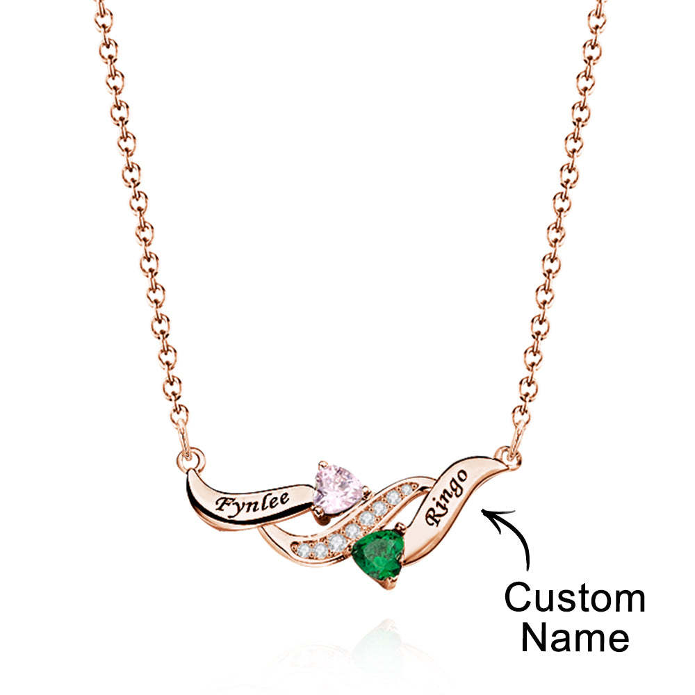 Collar Encantador Grabable Con Piedra De Nacimiento De Corazón Regalos Para Ella - soufeeles