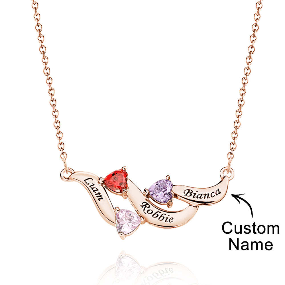 Collar Encantador Grabable Con Piedra De Nacimiento De Corazón Regalos Para Ella - soufeeles