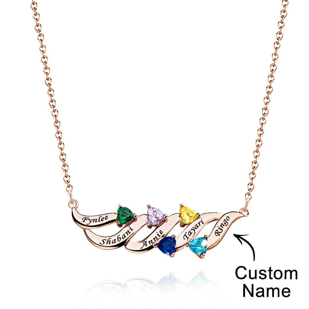 Collar Encantador Grabable Con Piedra De Nacimiento De Corazón Regalos Para Ella - soufeeles