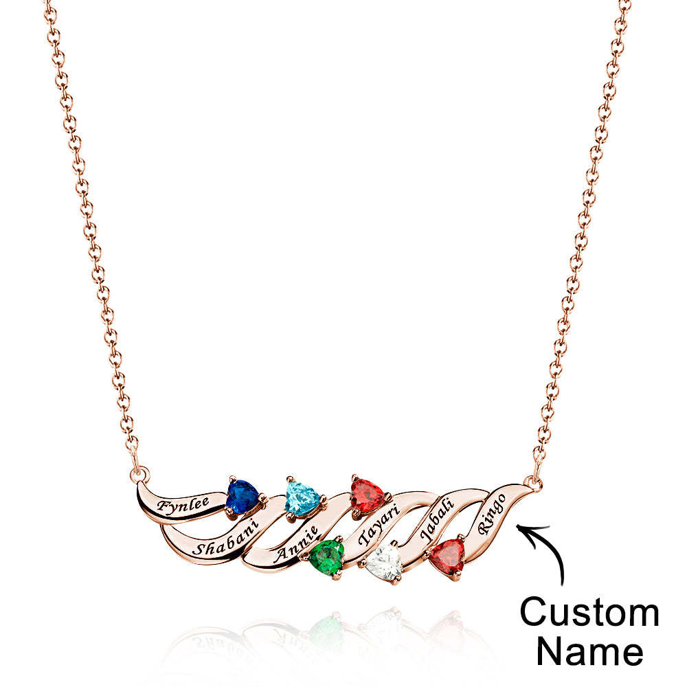 Collar Encantador Grabable Con Piedra De Nacimiento De Corazón Regalos Para Ella - soufeeles