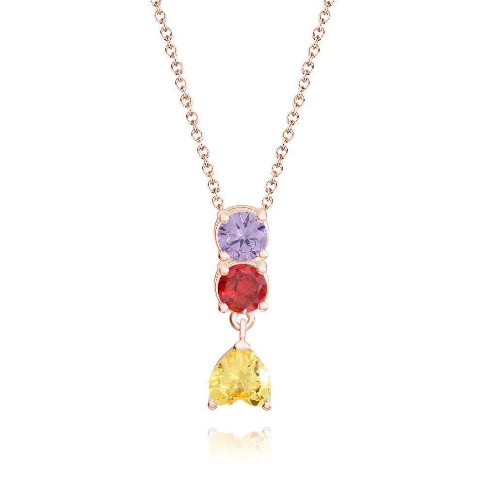 Encantador Collar Combinado Con Piedra Natal Con Un Colgante De Piedra Natal En Forma De Corazón, Joyería, Regalos Del Día De San Valentín - soufeeles