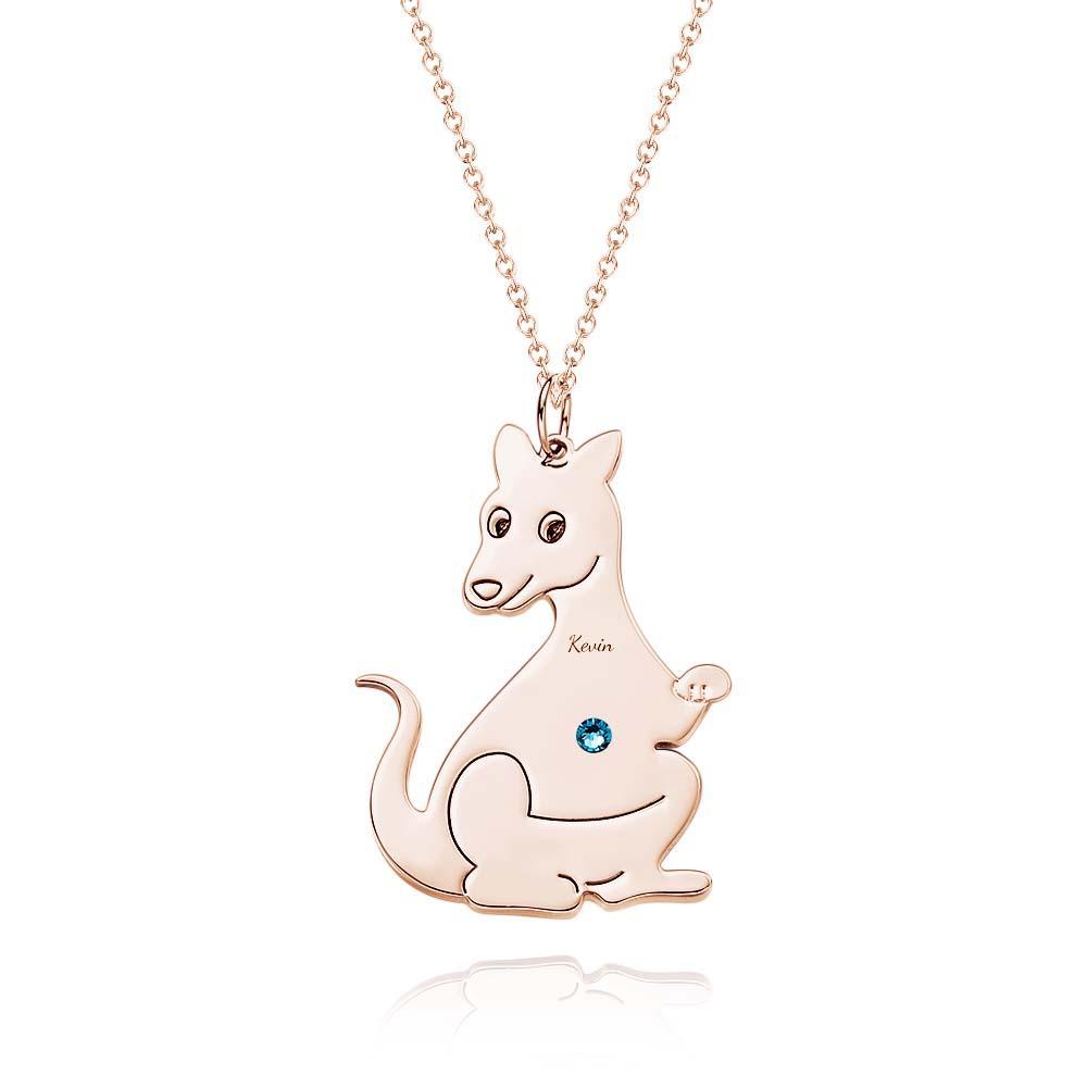 Collar De Canguro Lindo Grabable Con Regalos Encantadores De Piedra Natal Para Mujeres - soufeeles