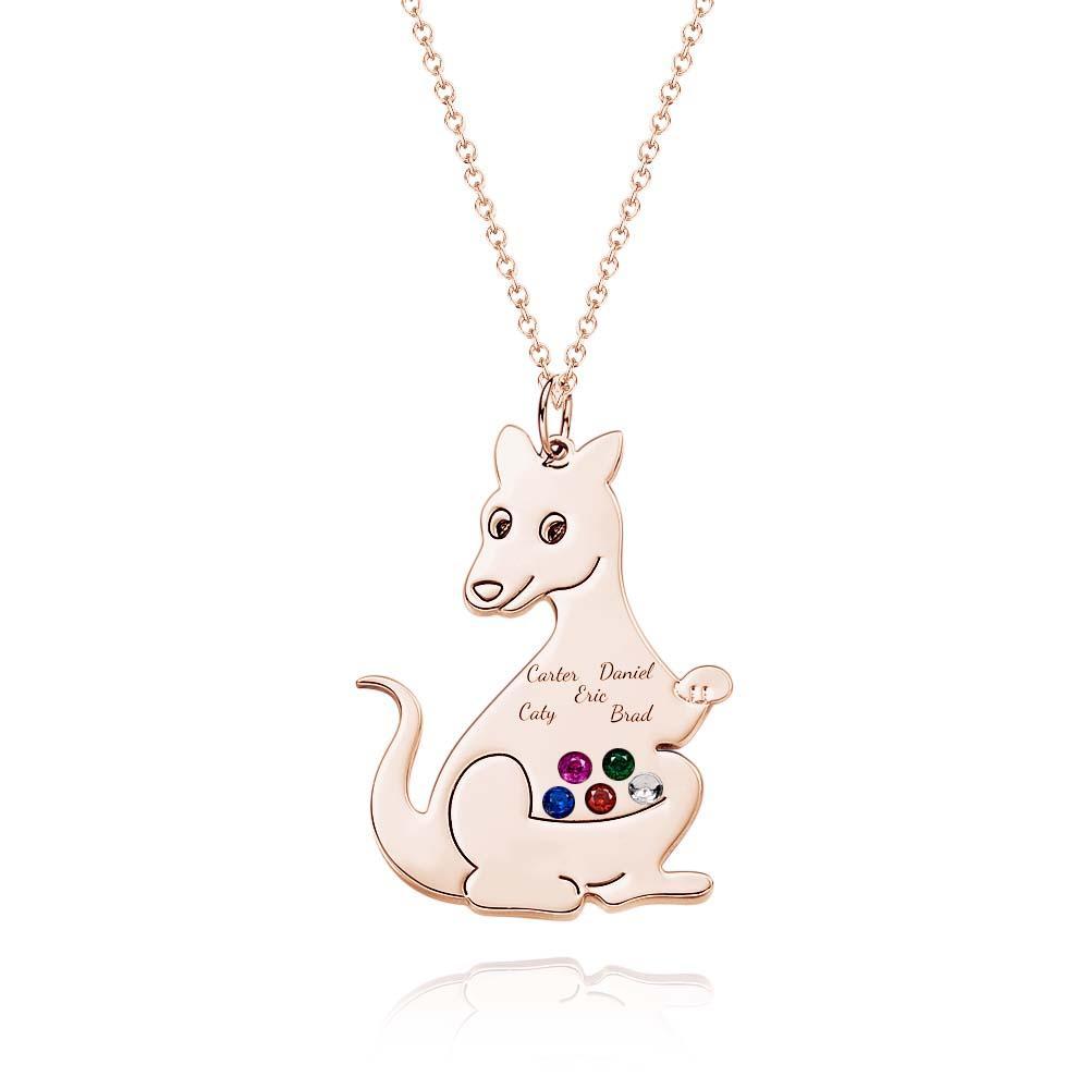 Collar De Canguro Lindo Grabable Con Regalos Encantadores De Piedra Natal Para Mujeres - soufeeles