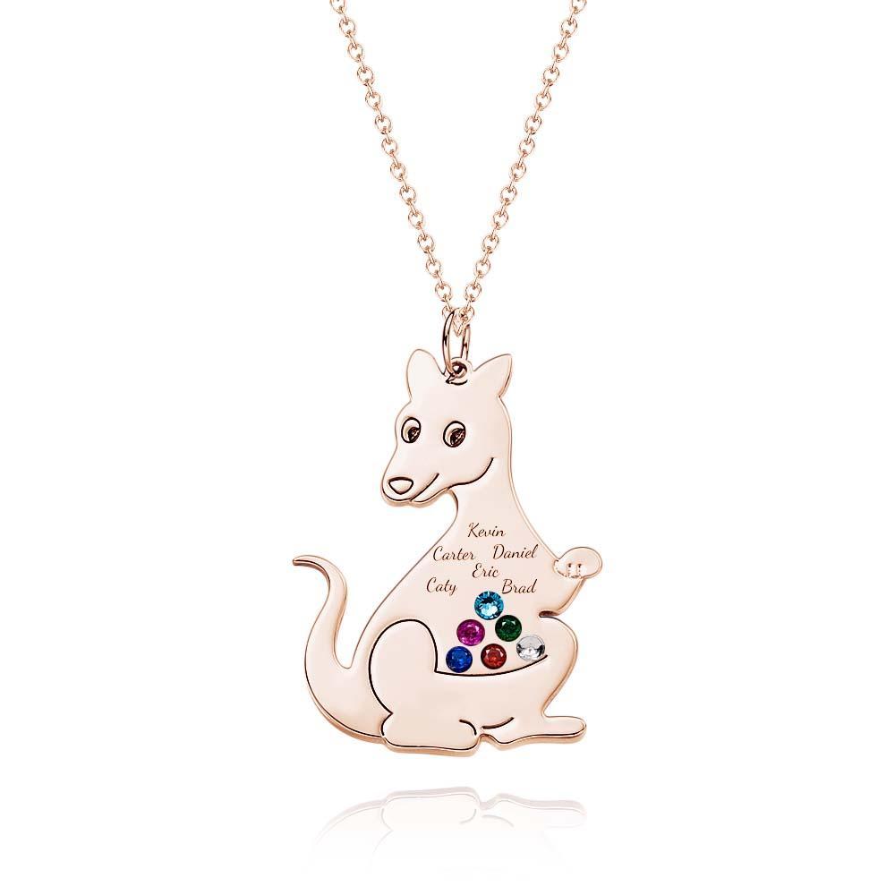 Collar De Canguro Lindo Grabable Con Regalos Encantadores De Piedra Natal Para Mujeres - soufeeles