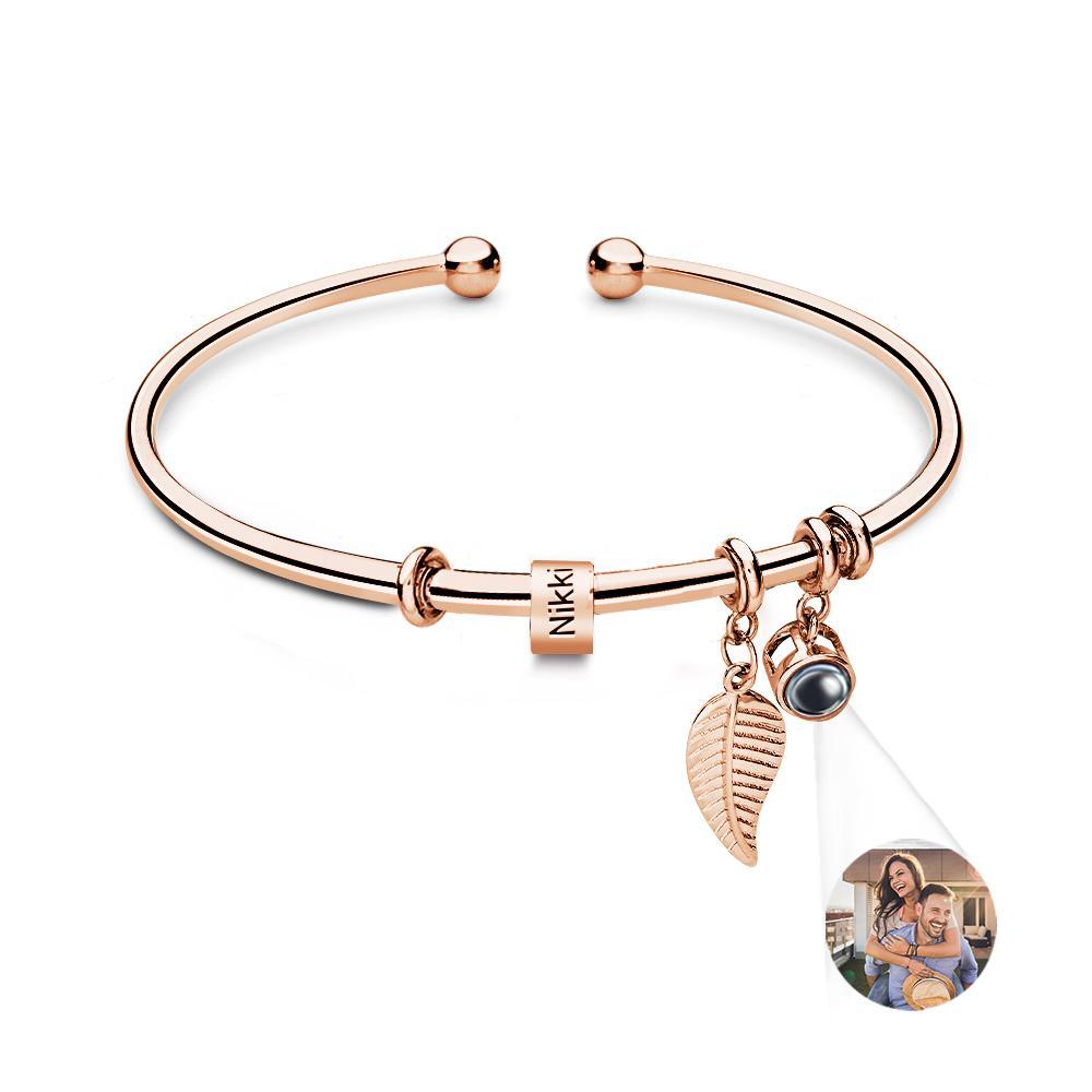 Pulsera De Proyección De Fotos Personalizada, Número Personalizado De Cuentas Grabables Opcionales, Regalo De Joyería Para La Familia - soufeeles