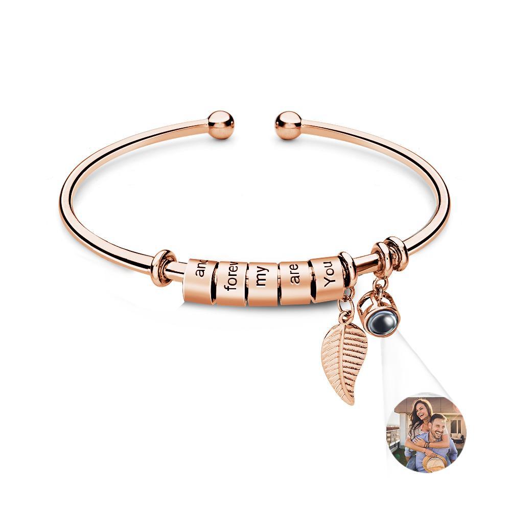 Pulsera De Proyección De Fotos Personalizada, Número Personalizado De Cuentas Grabables Opcionales, Regalo De Joyería Para La Familia - soufeeles