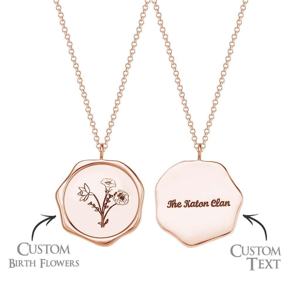 Collar De Texto Personalizado Con 3 Flores De Nacimiento, Collar De Flores De Ramo Personalizado, Regalo Para Mamá - soufeeles