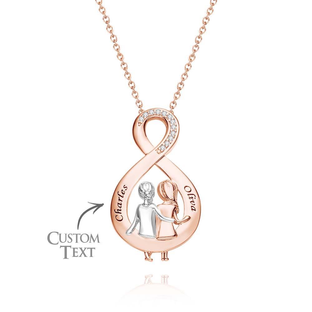 Elegante Collar De Circón Grabado, Colgante Para Hermana Sentada Junta, Regalo Para El Día De La Madre - soufeeles