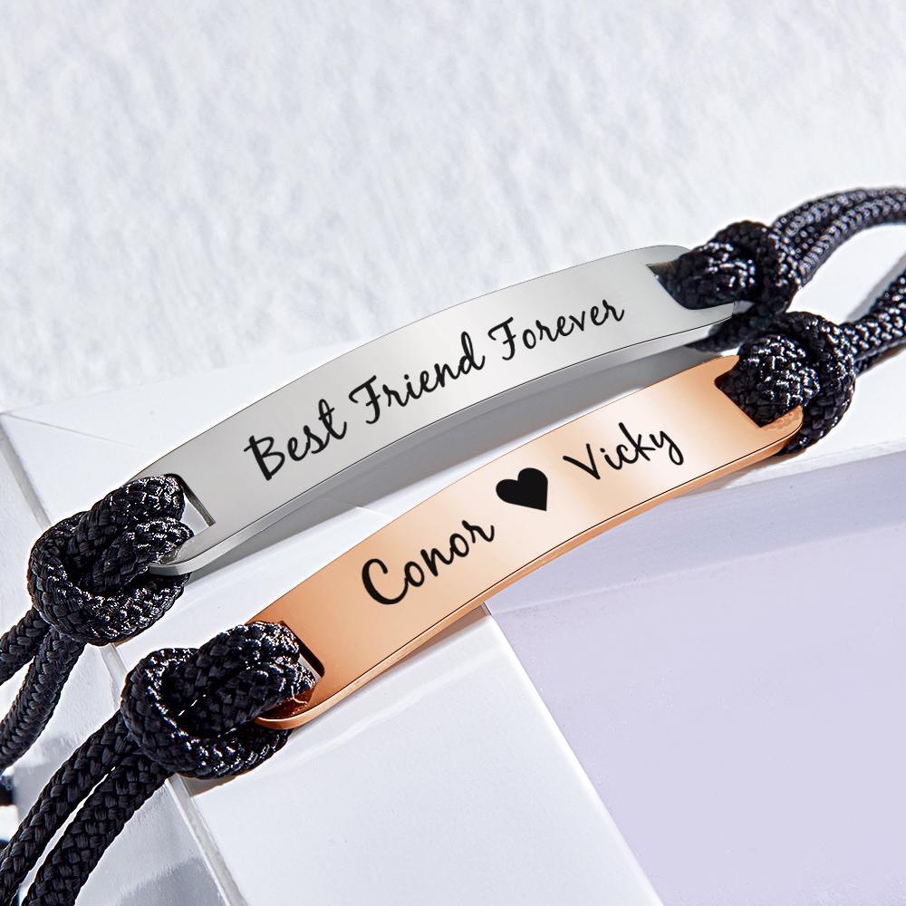 Pulsera De Parejas Grabada Personalizada, Regalo Para Regalo De Boda - soufeeles