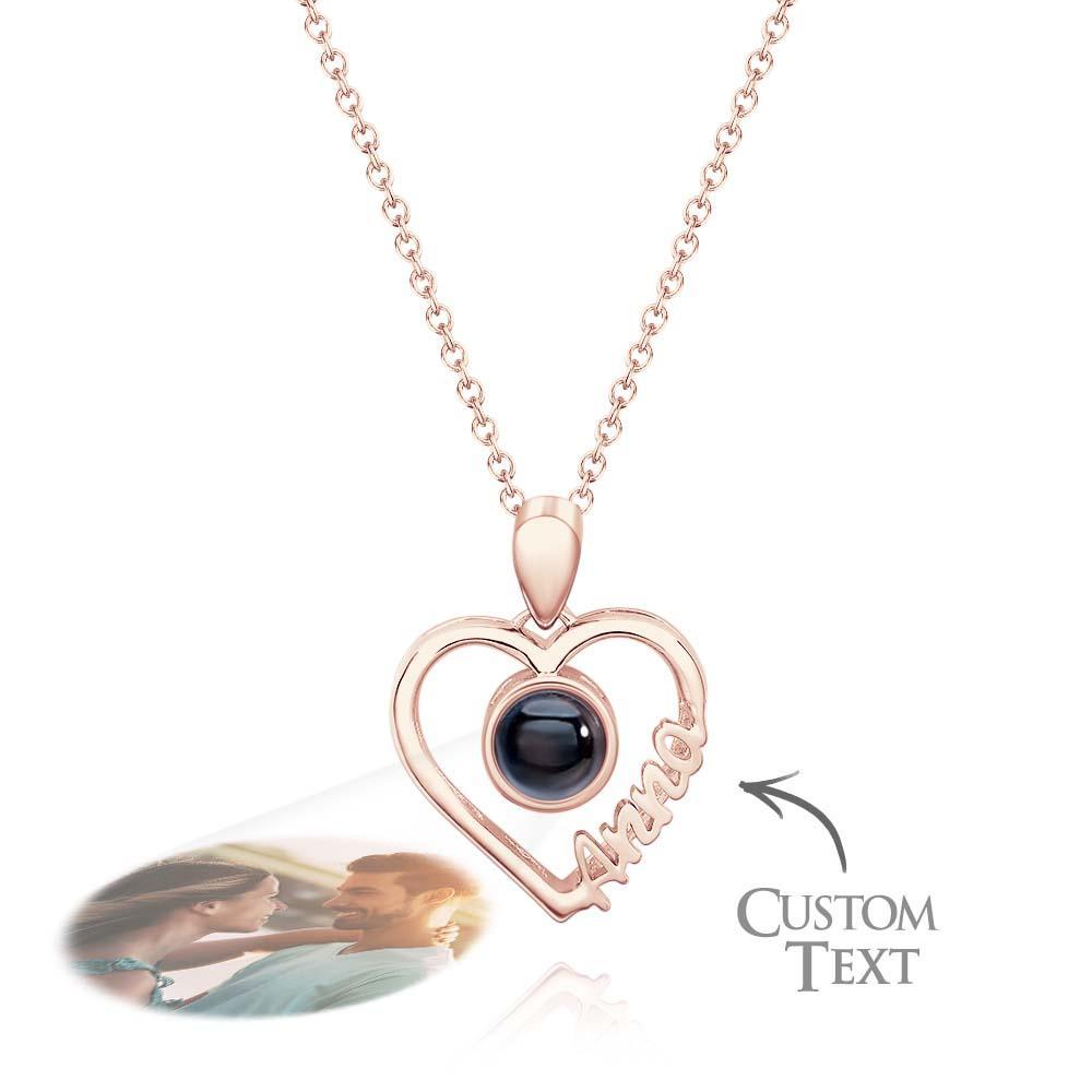 Collar De Proyección De Nombre Personalizado Regalo De Corazón Para Ella - soufeeles