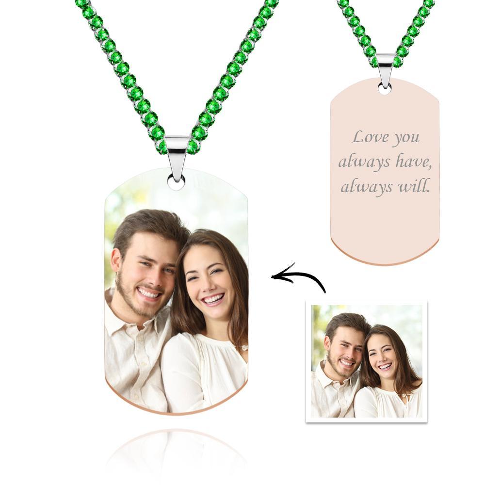 Collar Con Etiqueta Fotográfica Para Hombre Con Cadena De Tenis Grabada Regalos Para Él - soufeeles