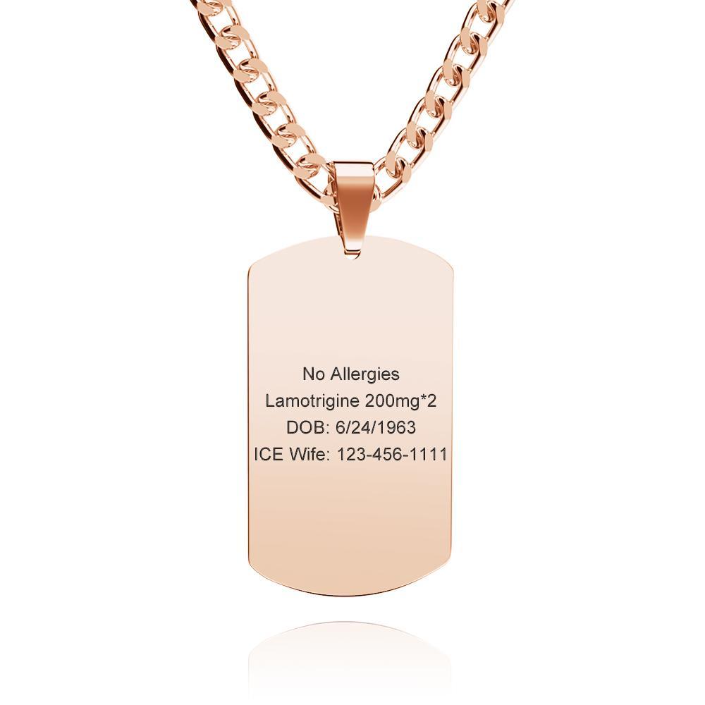 Collar De Identificación De Emergencia De Alerta Médica, Collar Con Etiqueta Para Hombre Con Grabado De Doble Cara, Collar Médico Personalizado De Acero Inoxidable - soufeeles
