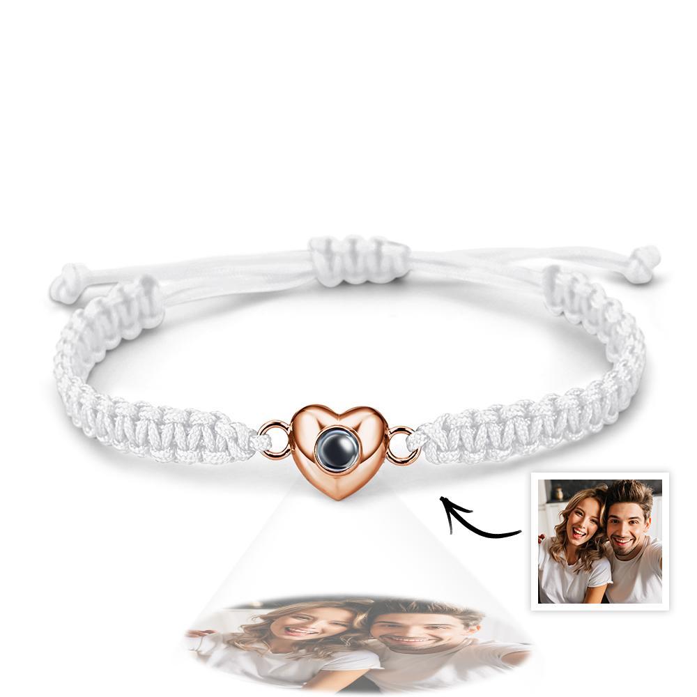 Pulsera De Proyección De Imagen En Forma De Corazón De Cuerda Negra De Moda Simple Personalizada - soufeeles
