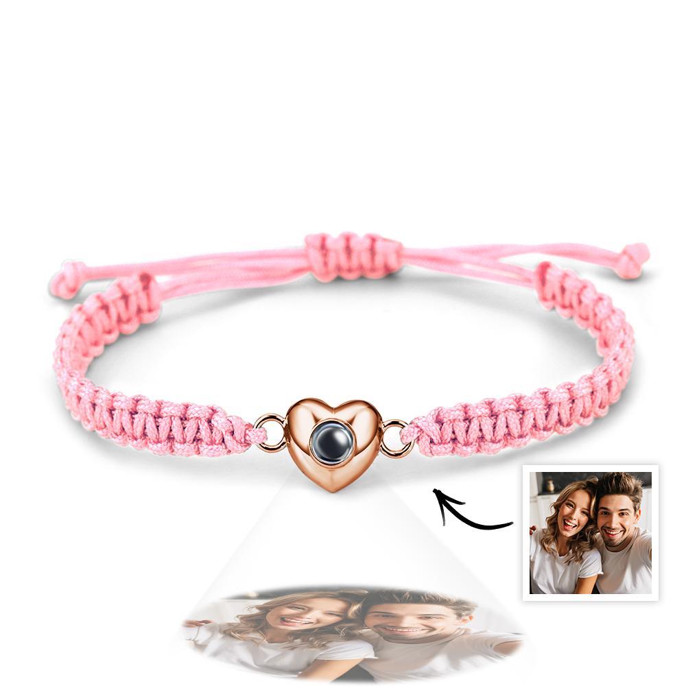 Pulsera De Proyección De Imagen En Forma De Corazón De Cuerda Negra De Moda Simple Personalizada - soufeeles