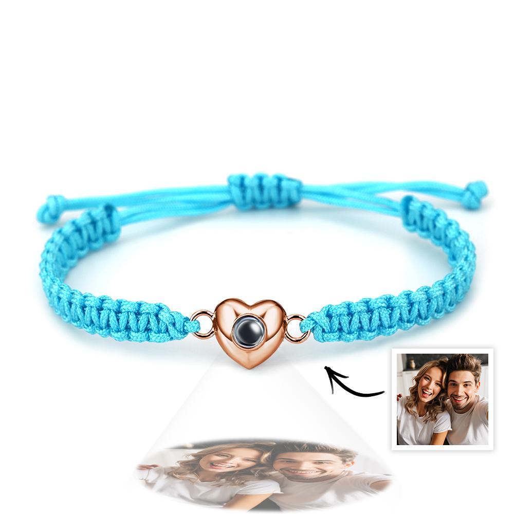 Pulsera De Proyección De Imagen En Forma De Corazón De Cuerda Negra De Moda Simple Personalizada - soufeeles