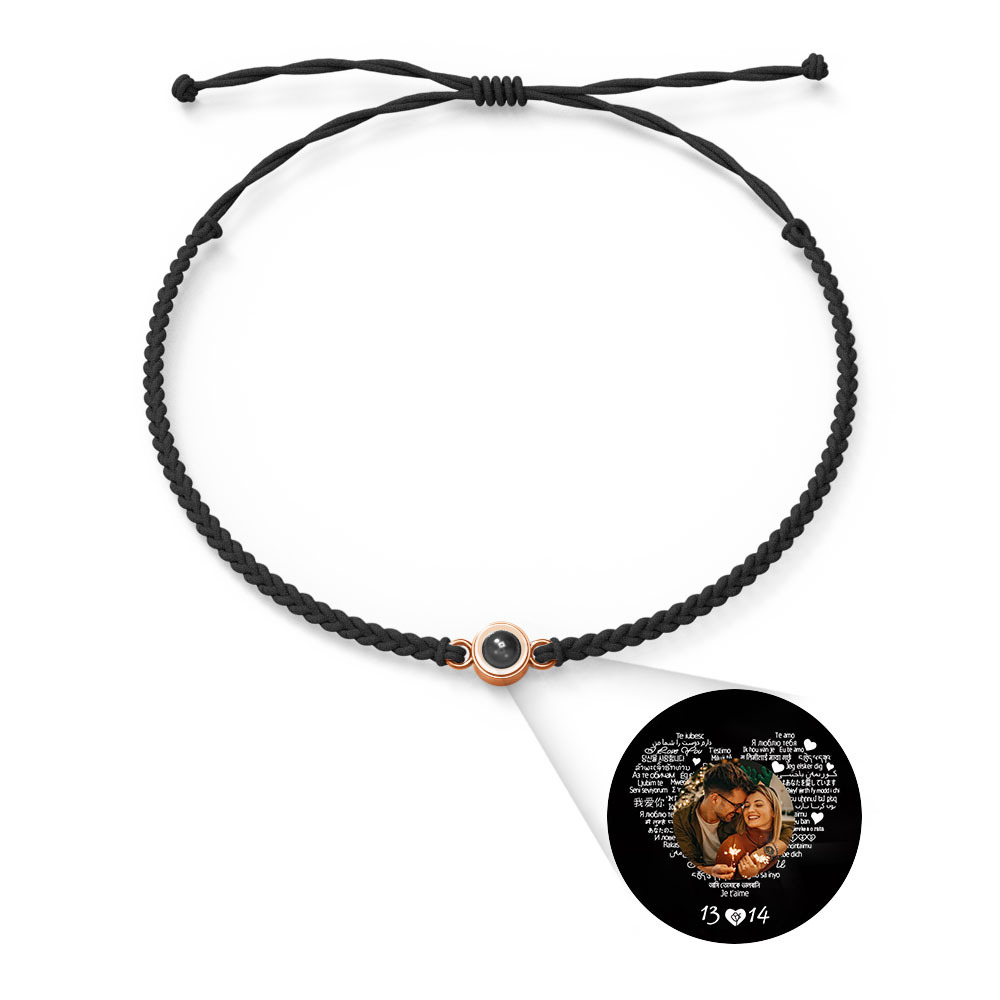 Pulsera Personalizada Con Dijes De Proyección De Fotos Estilos De Múltiples Colores Te Amo En 100 Idiomas Joyería Fotográfica Minimalista Regalo De Cumpleaños Para Ella - soufeeles