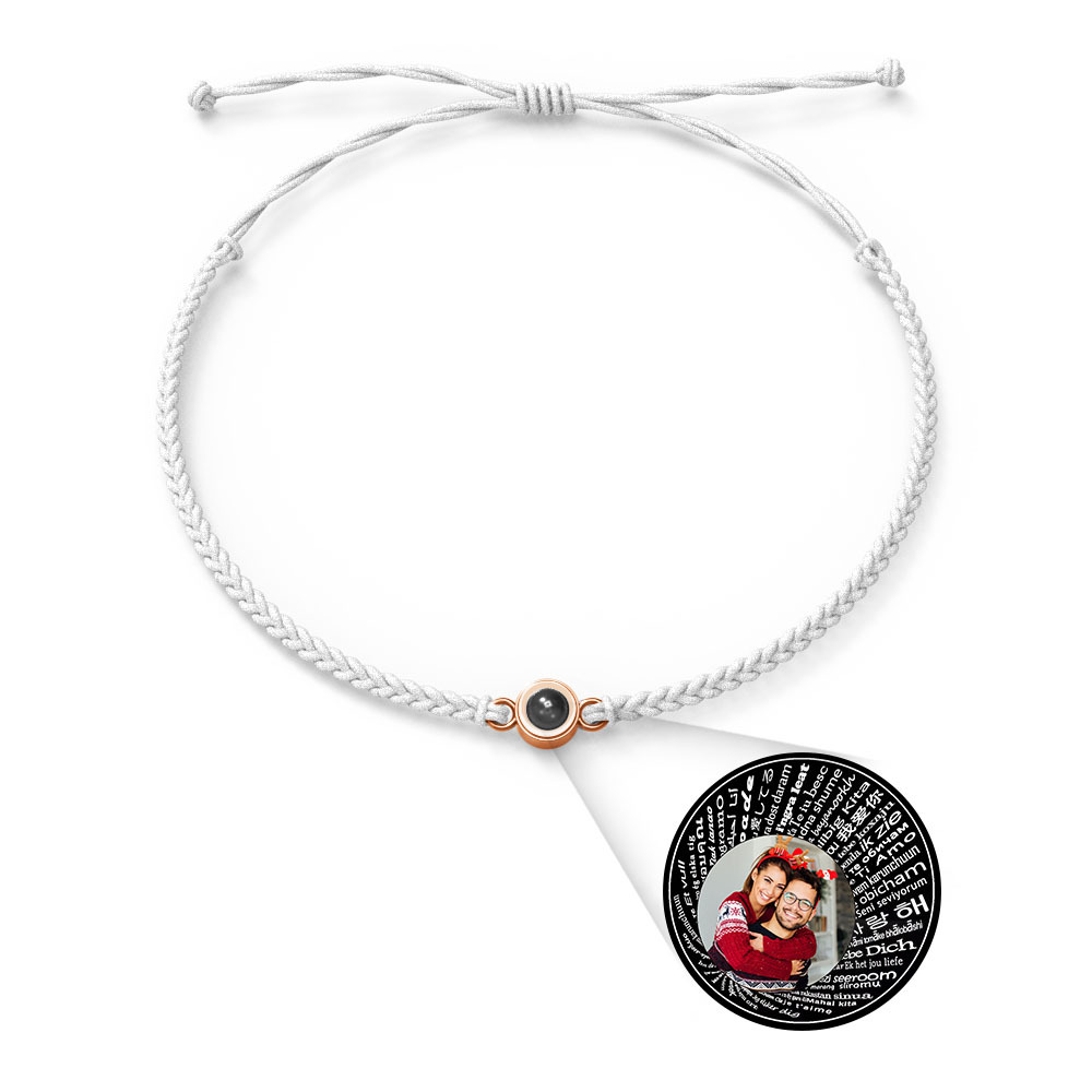 Pulsera Personalizada Con Dijes De Proyección De Fotos Estilos De Múltiples Colores Te Amo En 100 Idiomas Joyería Fotográfica Minimalista Regalo De Cumpleaños Para Ella - soufeeles