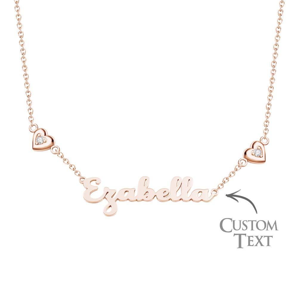 Collar Con Nombre Personalizado, Elegante Colgante De Corazones Dobles, Regalos Para Mujeres - soufeeles