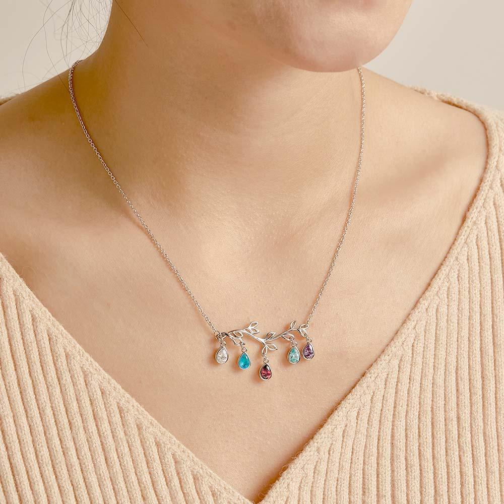 Collar De Piedra De Nacimiento Personalizado Cantidad Opcional Diamantes Colgante De Árbol Regalos De Moda Para Ella - soufeeles