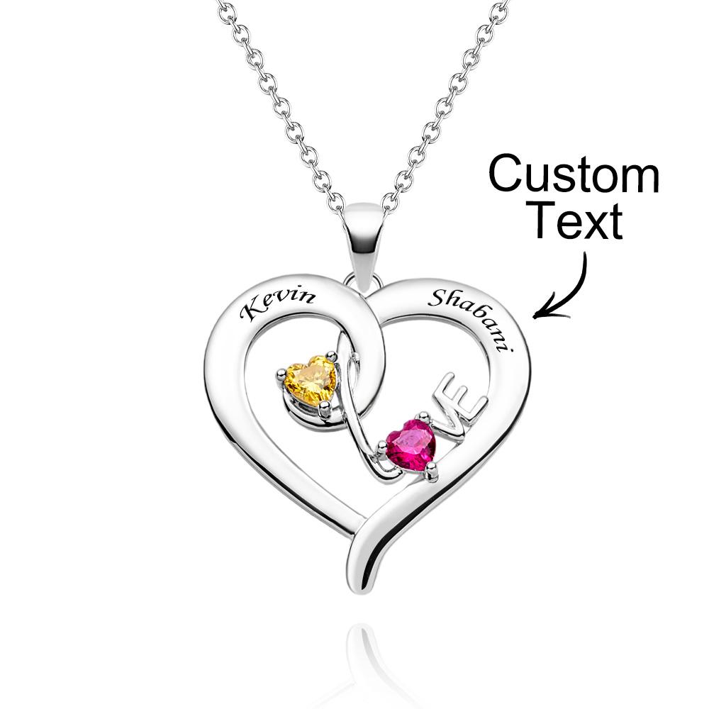 Collar De Corazón Con Piedra Natal Personalizada, Colgante De Amor Para Desfile De Moda Para Parejas - soufeeles