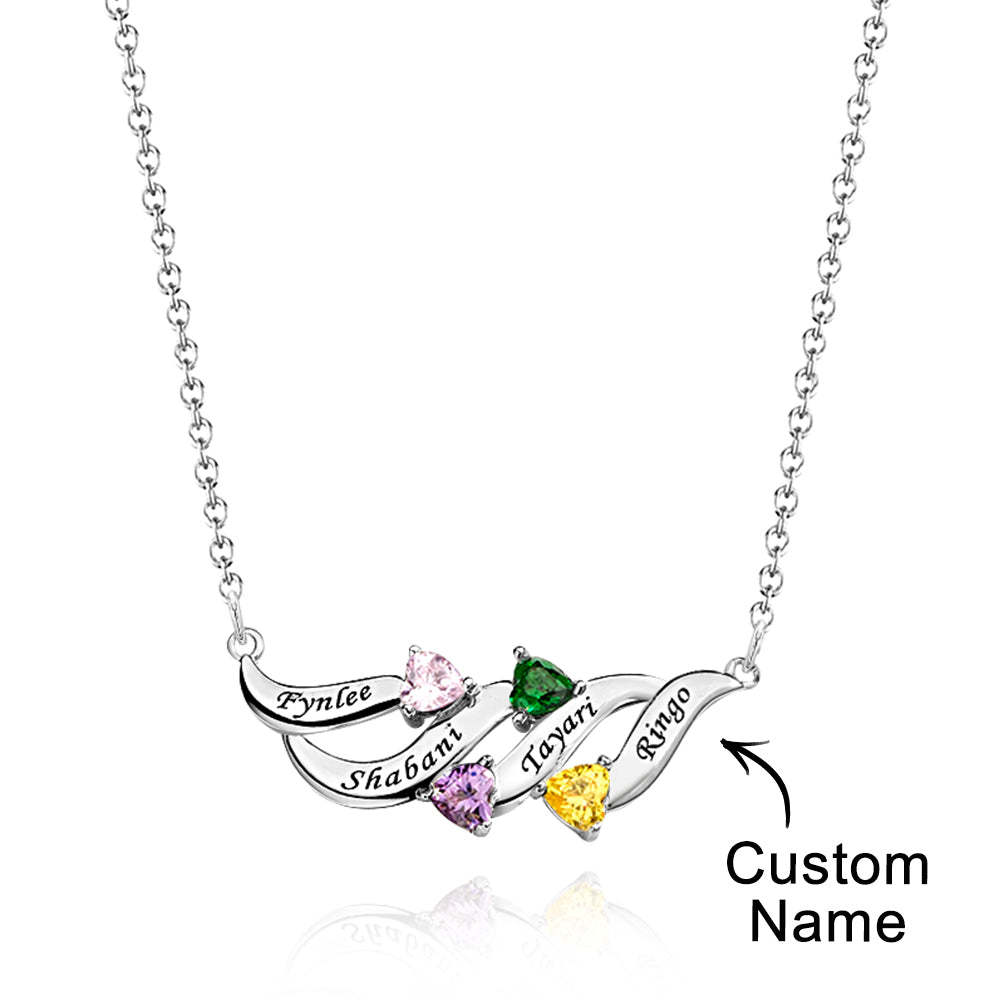 Collar Encantador Grabable Con Piedra De Nacimiento De Corazón Regalos Para Ella - soufeeles