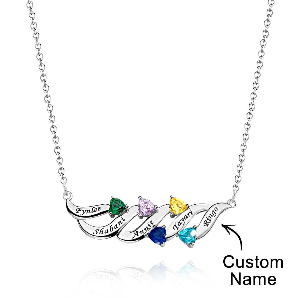 Collar Encantador Grabable Con Piedra De Nacimiento De Corazón Regalos Para Ella - soufeeles