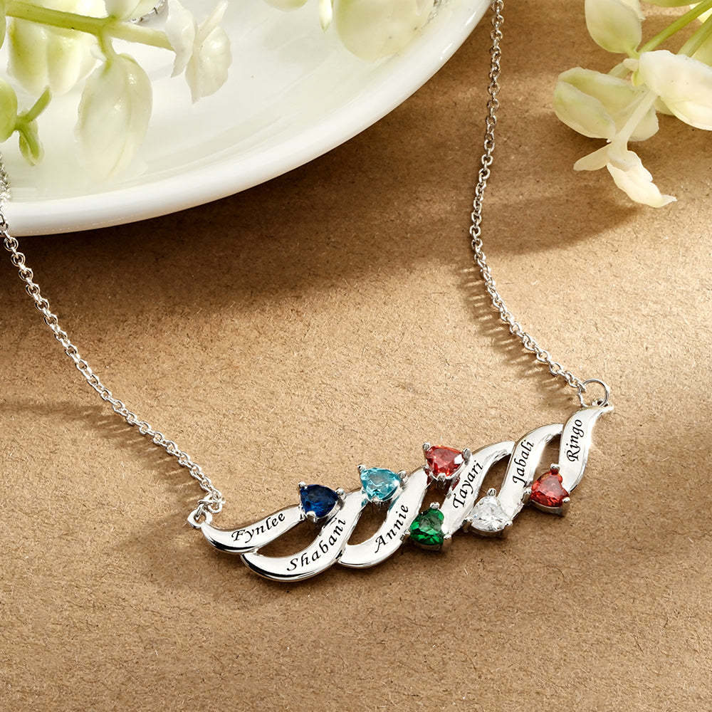 Collar Encantador Grabable Con Piedra De Nacimiento De Corazón Regalos Para Ella - soufeeles