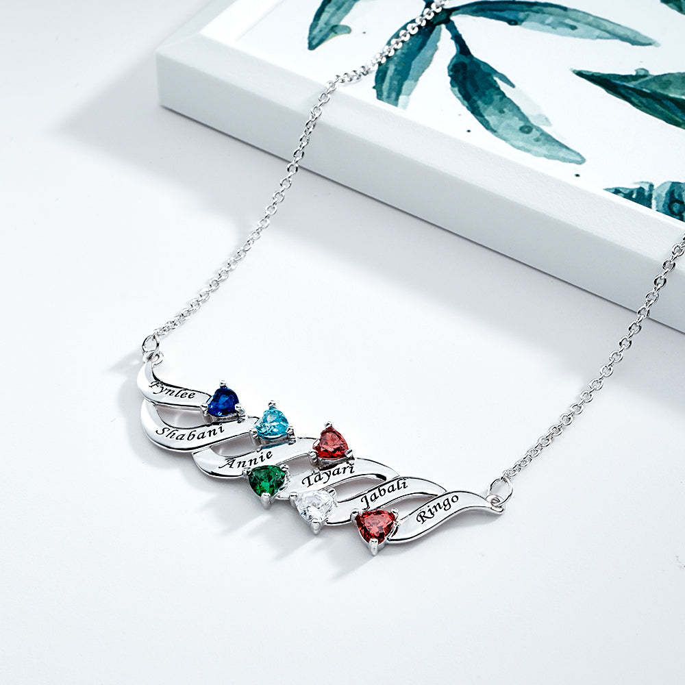 Collar Encantador Grabable Con Piedra De Nacimiento De Corazón Regalos Para Ella - soufeeles