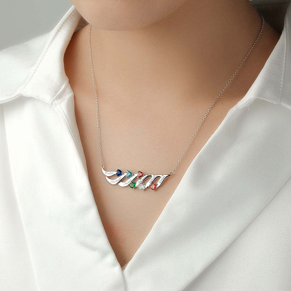 Collar Encantador Grabable Con Piedra De Nacimiento De Corazón Regalos Para Ella - soufeeles