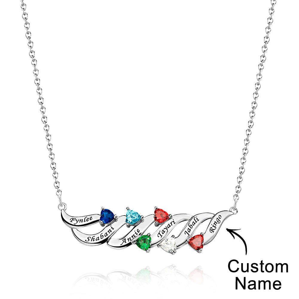 Collar Encantador Grabable Con Piedra De Nacimiento De Corazón Regalos Para Ella - soufeeles