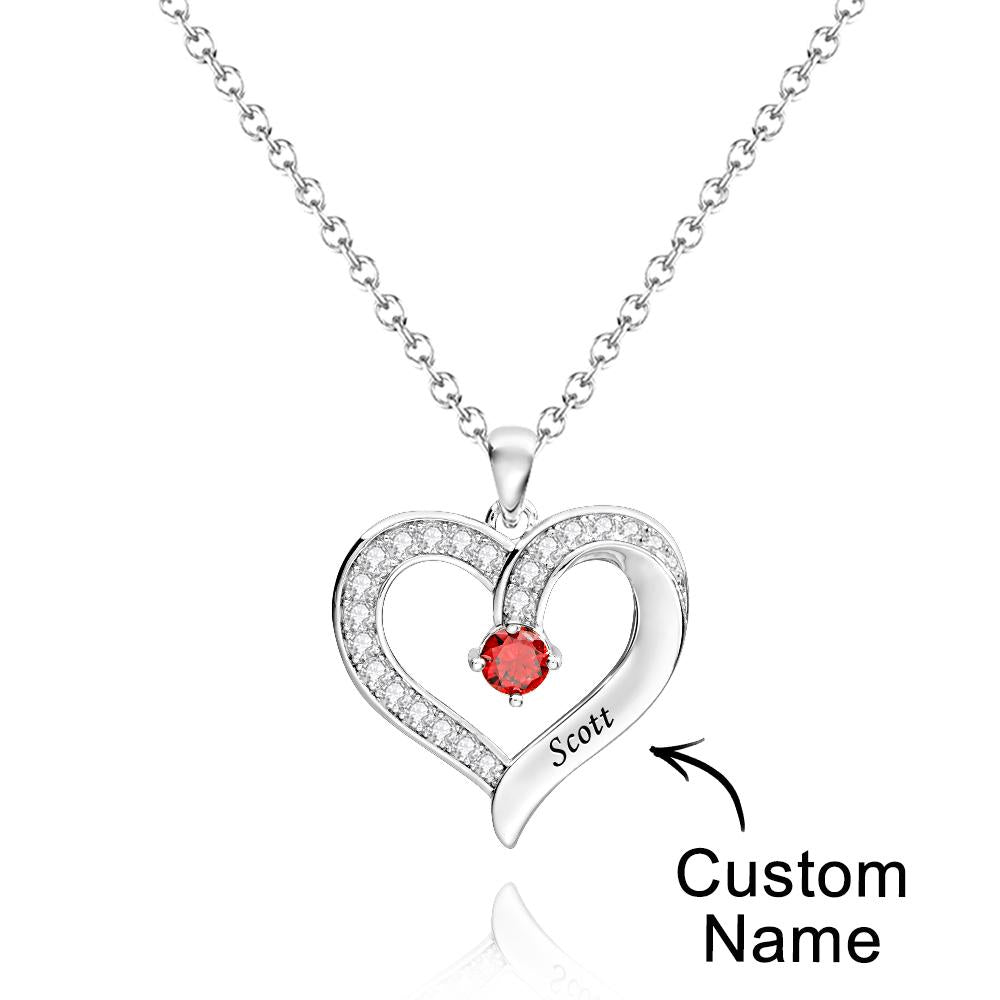 Collar De Corazón Grabado Personalizado Con Regalos De San Valentín Con Piedras Natales De Formas Variadas - soufeeles