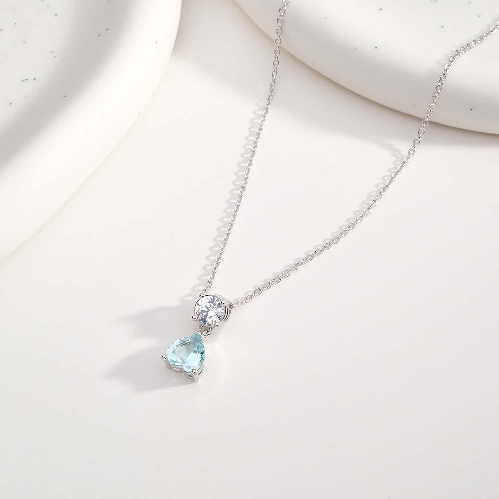 Encantador Collar Combinado Con Piedra Natal Con Un Colgante De Piedra Natal En Forma De Corazón, Joyería, Regalos Del Día De San Valentín - soufeeles