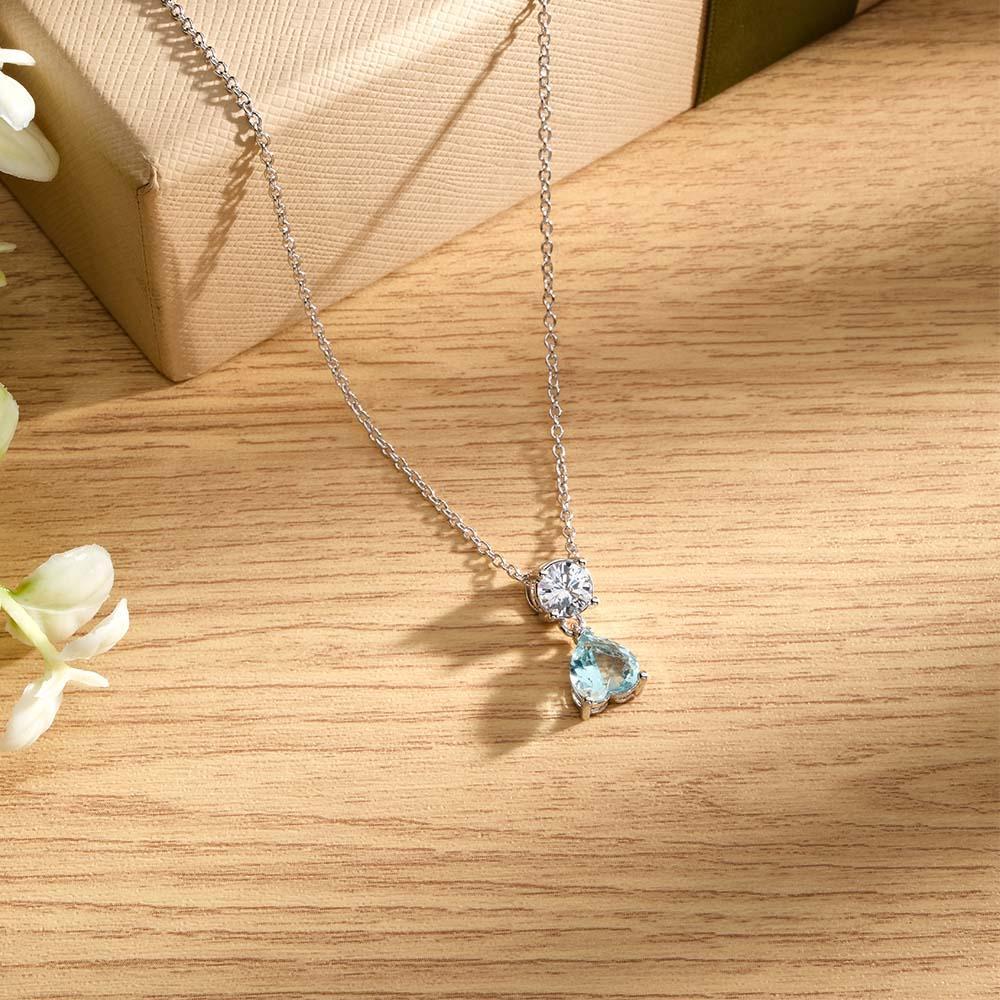 Encantador Collar Combinado Con Piedra Natal Con Un Colgante De Piedra Natal En Forma De Corazón, Joyería, Regalos Del Día De San Valentín - soufeeles