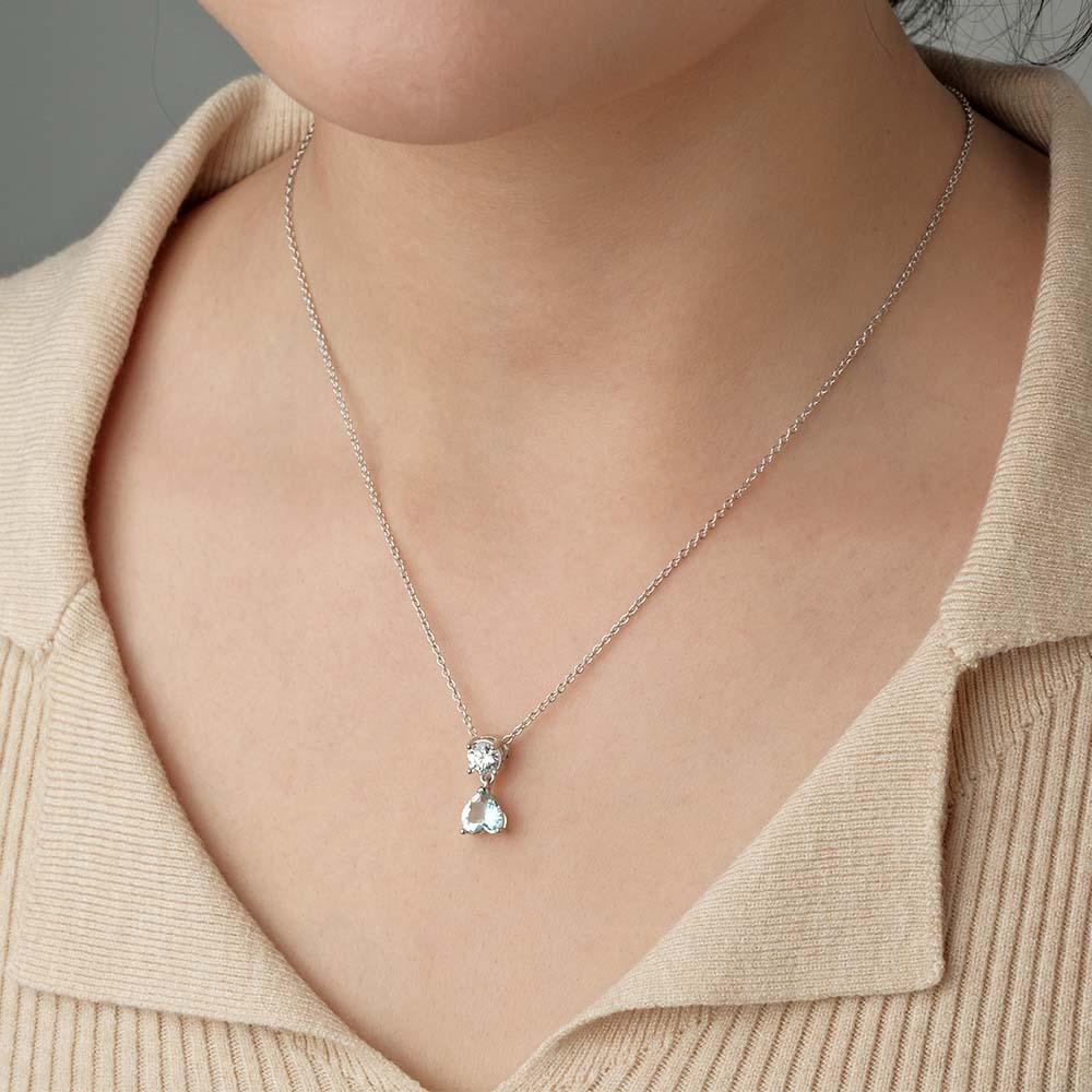 Encantador Collar Combinado Con Piedra Natal Con Un Colgante De Piedra Natal En Forma De Corazón, Joyería, Regalos Del Día De San Valentín - soufeeles