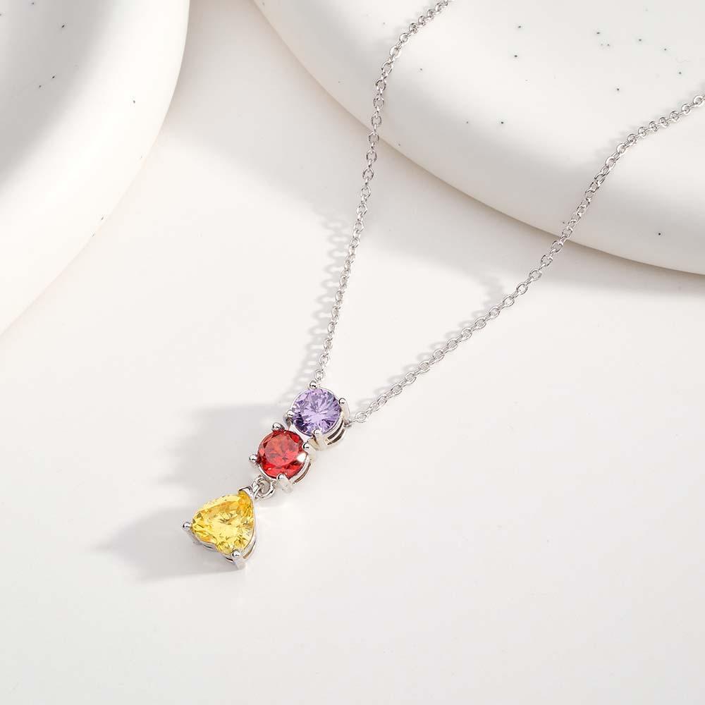 Encantador Collar Combinado Con Piedra Natal Con Un Colgante De Piedra Natal En Forma De Corazón, Joyería, Regalos Del Día De San Valentín - soufeeles