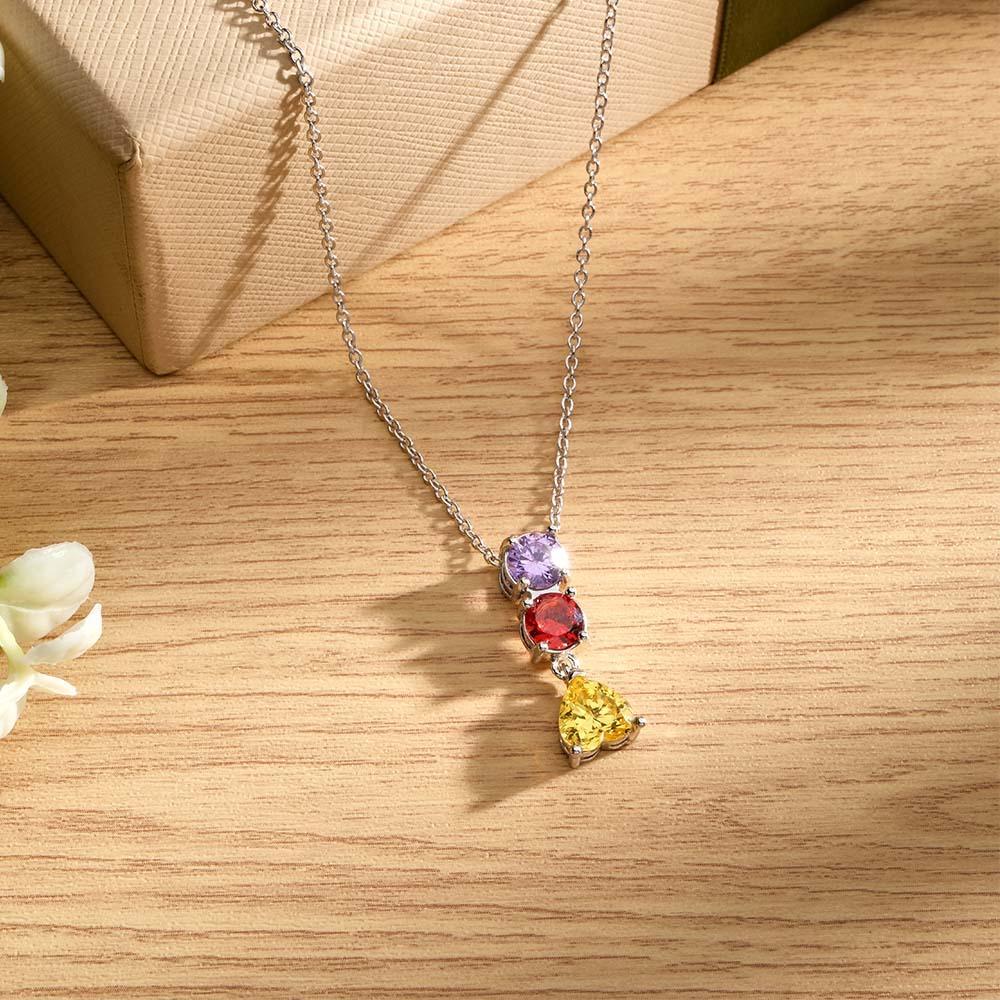 Encantador Collar Combinado Con Piedra Natal Con Un Colgante De Piedra Natal En Forma De Corazón, Joyería, Regalos Del Día De San Valentín - soufeeles