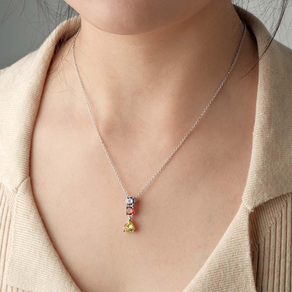 Encantador Collar Combinado Con Piedra Natal Con Un Colgante De Piedra Natal En Forma De Corazón, Joyería, Regalos Del Día De San Valentín - soufeeles